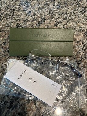 Longchamp Silver Eye Glasses Frames with Olive Green Case